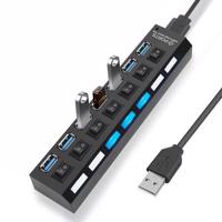 Interlook YT07 | USB 2.0 HUB pro 7 portů | USB rozbočovač / rozbočovač černá 1876-160