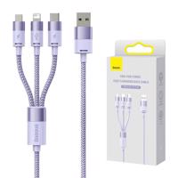 Kabel 3 v 1 Baseus StarSpeed USB, USB-C + micro USB + Lightning, 3,5 A, 1,2 m (fialový) 040526