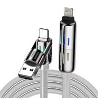 Kabel 4v1 USB-C/USB-A na USB-C/lightning Blitzwolf BW-HDC6 1,2 m 240W RGB (šedý)