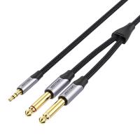 Kabel mini jack 3,5 mm na 2x jack 6,5 mm Vention BARHG 1,5 m (šedý)