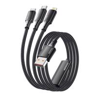 Kabel USB-A 3 v 1, Essager, EXCMTL-JJ01-P, USB-C/Lightning/Micro, 100W, 1,2 m (černý) 066668