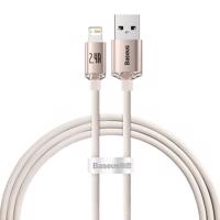 Kabel USB k iP Baseus Crystal Shine, 2,4 A, 1,2 m (růžový) 063932