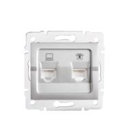 Kanlux 25230 LOGI Zásuvka datová-telefonní RJ45Cat 5e + RJ11 - stříbrná