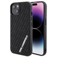 Karl Lagerfeld 3D gumové pouzdro s více logy pro iPhone 15 - černé 3666339164317