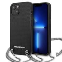 Karl Lagerfeld Kožené pouzdro s texturou a řetízkem pro iPhone 13 mini - černé 3666339049928