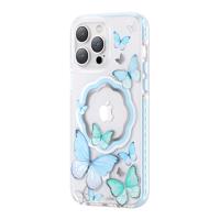 Kingxbar Butterfly Series magnetické pouzdro iPhone 14 Pro Max MagSafe butterfly case blue 6959003508553