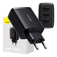 Kompaktní rychlonabíječka Baseus, 3x USB, 17 W (černá) 033898 033898