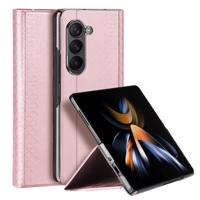 Kožené pouzdro s klopou a peněženkou pro Samsung Galaxy Z Fold5 5G Dux Ducis Bril - růžové 6934913026724