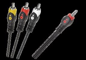 Lechpol Kabel Jack 3,5 čtyřpinový 3 x RCA 3m