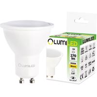 LED žárovka LED GU10 3W = 30W 270lm 3000K Teplá bílá 120° LUMILED