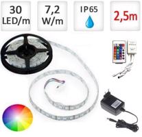 LED21 LED pásek 2,5m RGB 5050, 30 LED/m, 7,2W/m 18W, IP65 voděodolný, sada SADA-ST4315-2m