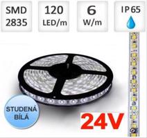 LED21 LED pásek 24V 60ks/m 2835 6W/m voděodolný-termokokon 1m, Studená bílá LUX08314