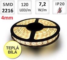 LED21 LED pásek 5m 120ks/m 2216 7,2W/m , ultratenký, Teplá bílá OP7110