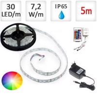 LED21 LED pásek 5m RGB 5050, 30 LED/m, 7,2W/m 36W, IP65 voděodolný, sada SADA-ST4315-5m