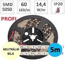 LED21 LED pásek PROFI 5m 14,4W/m 60ks/m 5050 NEUTRÁLNÍ BÍLÁ EL-T3005050NW-3Y