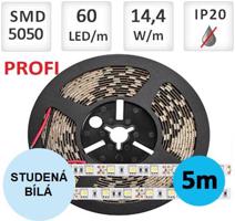 LED21 LED pásek PROFI 5m 14,4W/m 60ks/m 5050 STUDENÁ BÍLÁ 16-1013-01