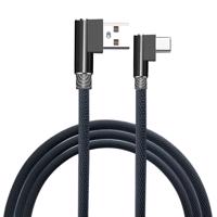 LED21 Rohový kabel USB A/M - USB C 1m černý, Quick charge, černý