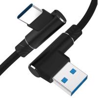 LED21 Rohový USB kabel A/M - USB C/M 2m černý, Quick charge 3.0 2.4A, černý AM30-2M-Type-C-Black