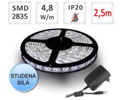 LED21 SADA LED pásek 2,5m 4,8W/m 60ks/m 2835 Studená bílá + Zdroj SADA-ST4702-2m