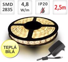 LED21 SADA LED pásek 2,5m 4,8W/m 60ks/m 2835 Teplá Bílá + Zdroj SADA-ST4703-2m