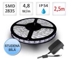 LED21 SADA LED pásek 2,5m 4,8W/m 60ks/m 2835 voděodolný Studená bílá+ Zdroj SADA-ST4732-2m