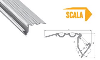 LEDLabs Hliníkový profil schodišťový LUMINES SCALA 1m pro LED pásky, eloxovaný stříbrný LMS12