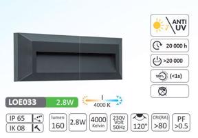 LUMAX Svítidlo fasádní LED Aston RECTANGLE 2,8W, 230V Neutrální bílá LOE033