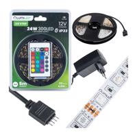 Lumiled Sada LED pásek LED Pásek 12V 24W 300LED SMD 5050 RGB 8mm 5m + Zdroj + Ovladač LUMTAS4055 LUMTAS4055