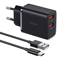 Mcdodo CH-5072 USB-A*2, 12W síťová nabíječka + kabel USB-A na USB-C (černý)