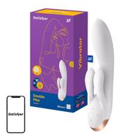 Multifunkční vibrátor Satisfyer Double Flex s aplikací (bílý)