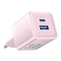 Nástěnná nabíječka, Vention, FEQP0-EU, USB-C, USB- A, 30W/30W , GaN (růžová)