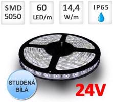 Optonica LED pásek 24V 5m 60ks 5050 14.4W/m silikon STUDENÁ BÍLÁ ST4853