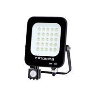 Optonica LED SMD reflektor s PIR čidlem Černá Body IP65 20W Studená bílá FL5774