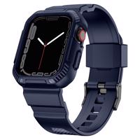 Pancéřové pouzdro 2 v 1 Kingxbar CYF106 pro Apple Watch SE, 9, 8, 7, 6, 5, 4, 3, 2, 1 (41, 40, 38 mm) s řemínkem modré barvy 6959003507778