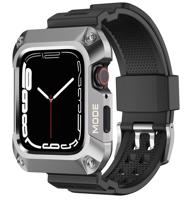 Pancéřové pouzdro 2 v 1 Kingxbar CYF134 pro Apple Watch SE, 6, 5, 4 (44 mm) z nerezové oceli s řemínkem stříbrné barvy 6959003507839