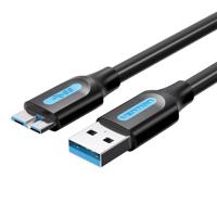 Plochý kabel USB 3.0 A na Micro-B Vention COPBI 2A 3m černý PVC