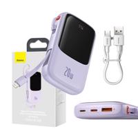 Powerbanka Baseus Qpow Pro s Lightning, USB-C, USB kabelem, 10000mAh, 20W (fialová) 034155 034155