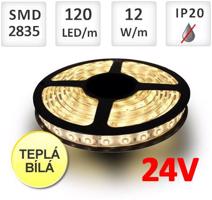 PREMIUMLUX LED pásek PROFI 24V 120ks 2835 12W/m TEPLÁ BÍLÁ LUX05424