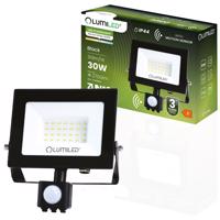 Reflektor LED ZUNA2 30W 2700lm 4000K IP44 Černý čidlo pohybu LUMILED LUMNAS1066