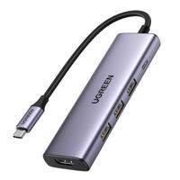 Rozbočovač / adaptér Ugreen Revodok CM511 USB-C na 3x USB, HDMI, USB-C, HDMI 4K 30Hz, PD 100W (šedý) 063944