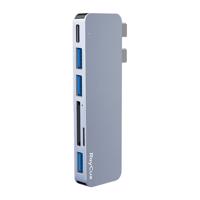 Rozbočovač RayCue 5v1 2x USB-C na Thunderbolt 3 + 3x USB-A 3.0 5Gb/s + SD/TF 2.0 (šedý) 060168