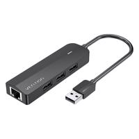 Rozbočovač USB 2.0 se 3 porty a 100Mb/s ethernetovým adaptérem Vention CHPBB 0,15 m černý