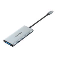 Rozbočovač USB-C na HDMI, 3x USB 3.0, SD, TF, PD Vention TOPHB 0,15 m šedý