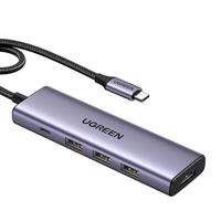 Rozbočovač USB-C Ugreen CM511, HDMI 4K 60Hz, 3x USB 3.0 5Gbps, PD 100W (stříbrný) 066642