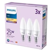 Sada 3x LED žárovka LED svíčka E14 B35 2.8W = 25W 250lm 2700K Teplá bílá Matná PHILIPS PHSECW0145