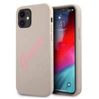 Silikonové pouzdro Guess Vintage pro iPhone 12 mini - šedé a růžové 3700740495247