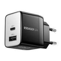 Síťová nabíječka, Essager, ECT33W-LJB01-Z, GaN, 1xUSB-A, 1xUSB-C, 33W (černá) 066676