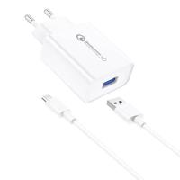 Síťová nabíječka Foneng EU13 + kabel USB na Micro USB, 3A (bílá) 045503