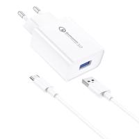 Síťová nabíječka Foneng EU13 + kabel USB na USB-C, 3A (bílá) 045504