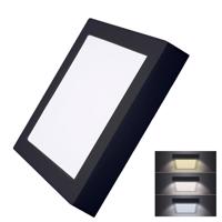 Solight LED mini panel CCT, přisazený, 18W, 1530lm, 3000K, 4000K, 6000K, čtvercový, černá barva WD173-B